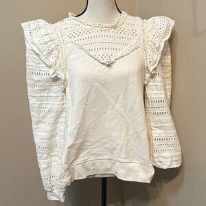 Sea New York White Lace Ruffle Blouse